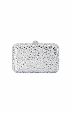 AVIVA CRYSTAL CLUTCH BAG IN SILVER