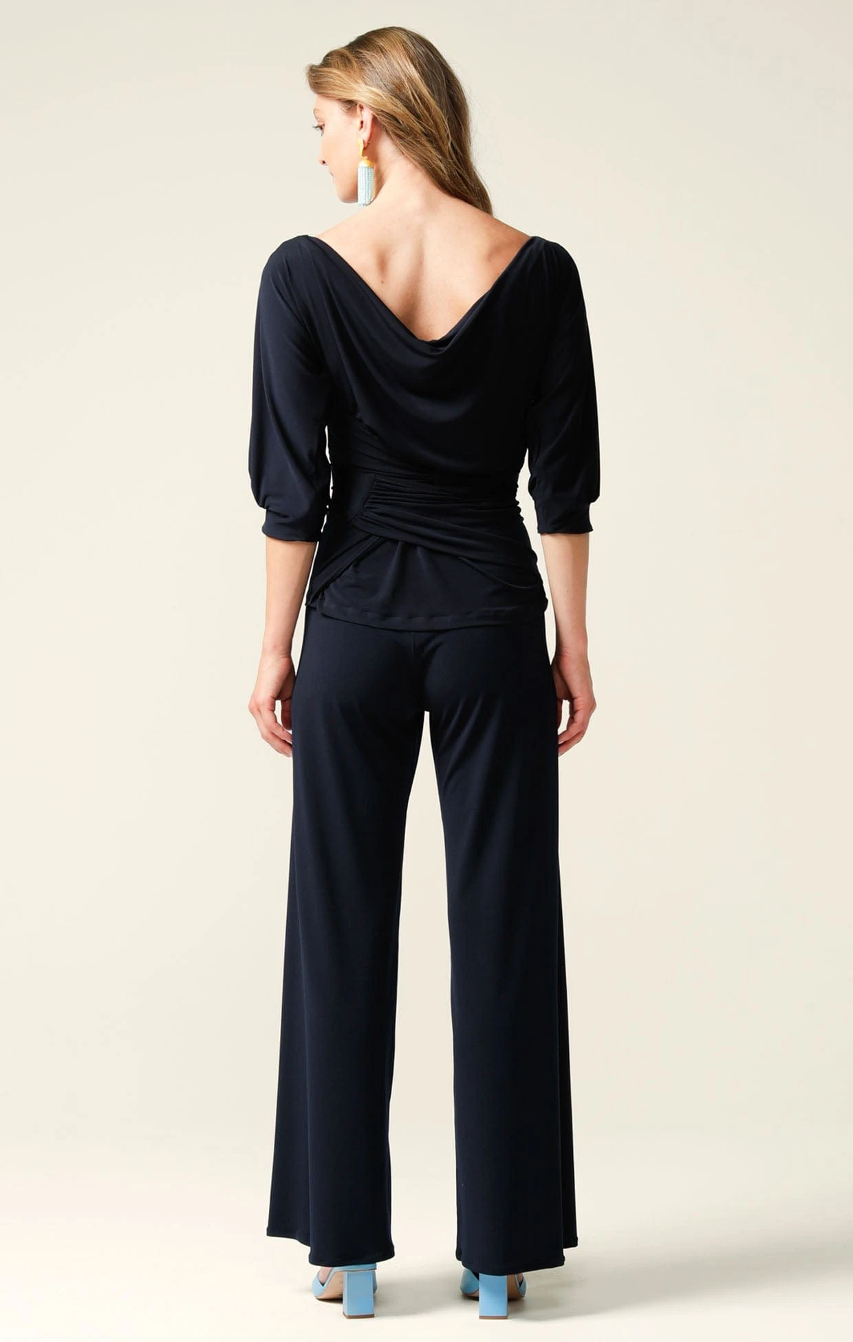 COWL TIE DRAPE TOP IN NAVY 10 COWL TIE DRAPE TOP IN NAVY - Image 8