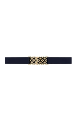 DECORATIVE CLASP BELT IN NAVY AND GOLD