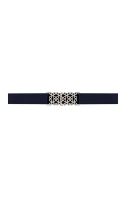 DECORATIVE CLASP BELT IN NAVY AND SILVER