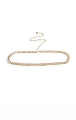 DIAMANTE CHAIN EVENT BELT IN GOLD