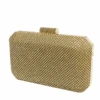 DIAMANTE MESH STRUCTURED CLUTCH BAG IN GOLD