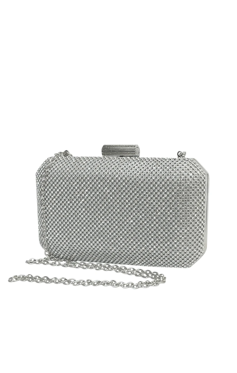 DIAMANTE MESH STRUCTURED CLUTCH BAG IN SILVER 4 DIAMANTE MESH STRUCTURED CLUTCH BAG IN SILVER - Image 2