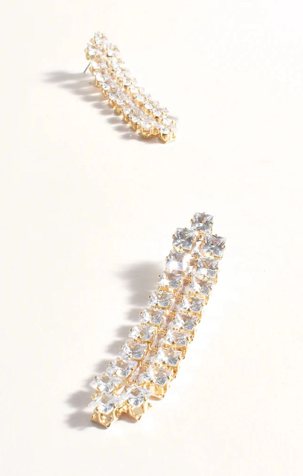 DIAMANTE PANEL DROP EARRINGS IN GOLD 4 DIAMANTE PANEL DROP EARRINGS IN GOLD - Image 2