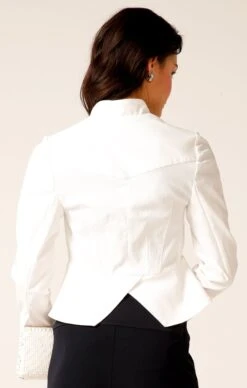 FRONT ZIP PEPLUM JACKET IN WHITE 17 FRONT ZIP PEPLUM JACKET IN WHITE -Clothing Discounts Shop front zip peplum jacket in white jackets multi occasion1 MICHELLES23