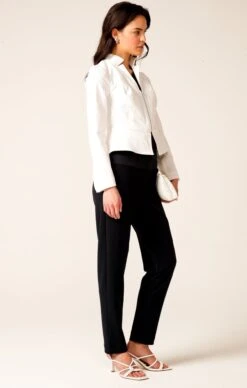 FRONT ZIP PEPLUM JACKET IN WHITE 16 FRONT ZIP PEPLUM JACKET IN WHITE -Clothing Discounts Shop front zip peplum jacket in white jackets multi occasion MICHELLES23