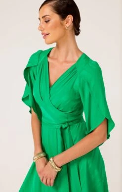 HANWORTH HOUSE WRAP DRESS IN APPLE GREEN -Clothing Discounts Shop hanworth house wrap dress in apple green dresses events 38878068769017