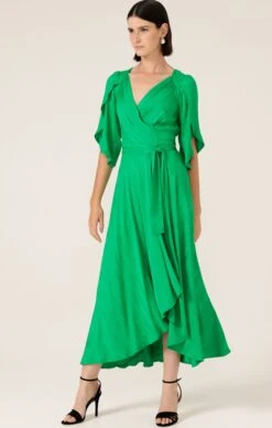 HANWORTH HOUSE WRAP DRESS IN APPLE GREEN -Clothing Discounts Shop hanworth house wrap dress in apple green dresses events 40340019937529