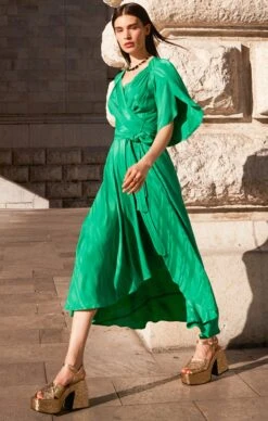 HANWORTH HOUSE WRAP DRESS IN APPLE GREEN -Clothing Discounts Shop hanworth house wrap dress in apple green dresses events 40433721180409