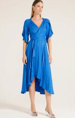 HANWORTH HOUSE WRAP DRESS IN COBALT