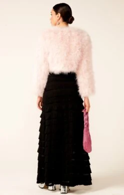 LUXE FEATHER JACKET IN BABY PINK -Clothing Discounts Shop luxe feather jacket in baby pink jackets 44635744927993