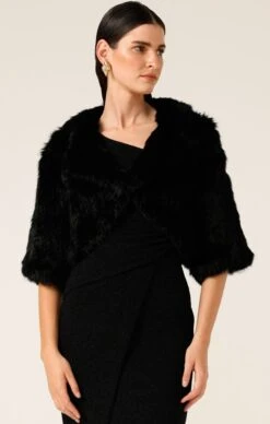 LUXE FUR BOLERO IN BLACK