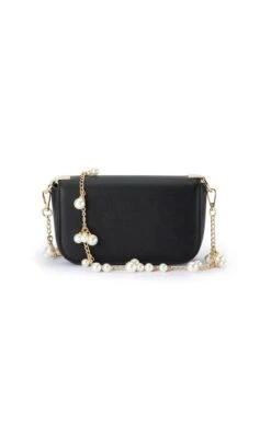 LYLA PEARL SHOULDER BAG IN BLACK -Clothing Discounts Shop lyla pearl shoulder bag in black accessories bags clutches 1132700443