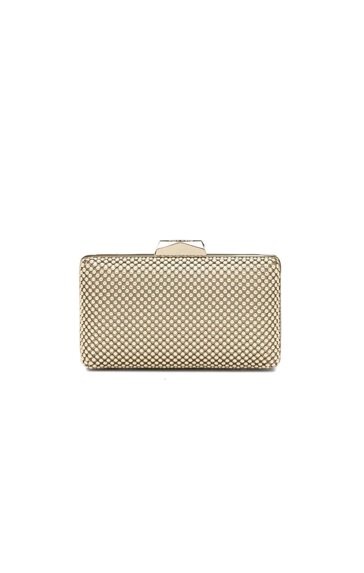 NATASHA BALL MESH CLUTCH IN GOLD 3 NATASHA BALL MESH CLUTCH IN GOLD