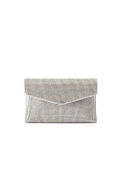 NICO CRYSTAL CLUTCH BAG IN SILVER