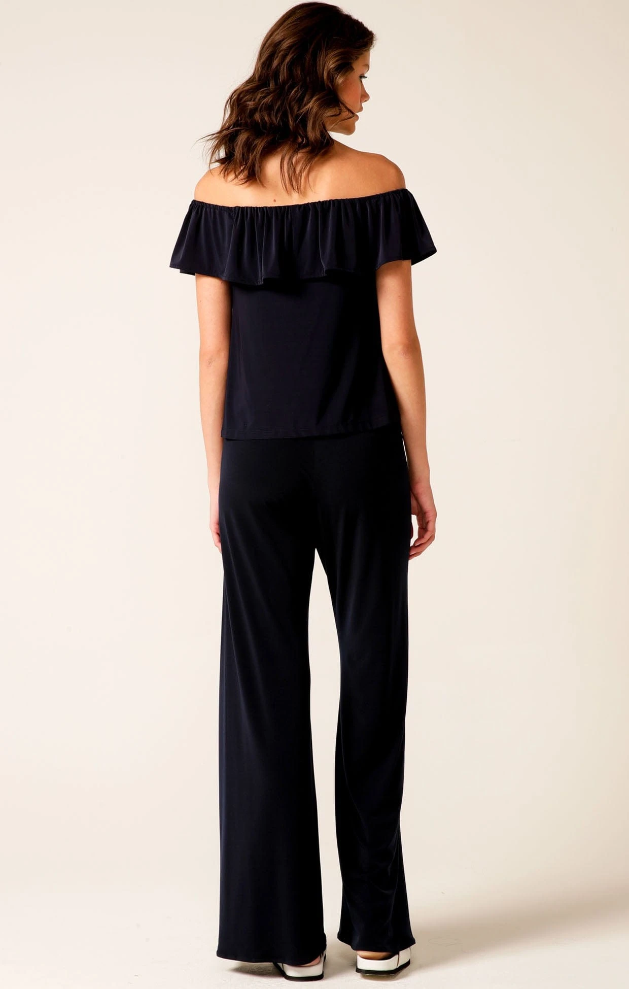 OFF SHOULDER FRILL TOP IN NAVY 8 OFF SHOULDER FRILL TOP IN NAVY - Image 6