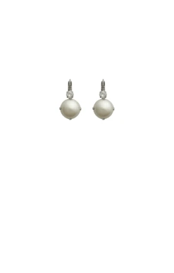 PRAGUE EARRINGS RHODIUM IN CRYSTAL PEARL