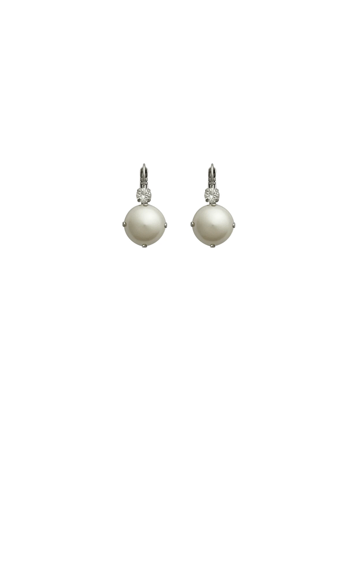 PRAGUE EARRINGS RHODIUM IN CRYSTAL PEARL 3 PRAGUE EARRINGS RHODIUM IN CRYSTAL PEARL
