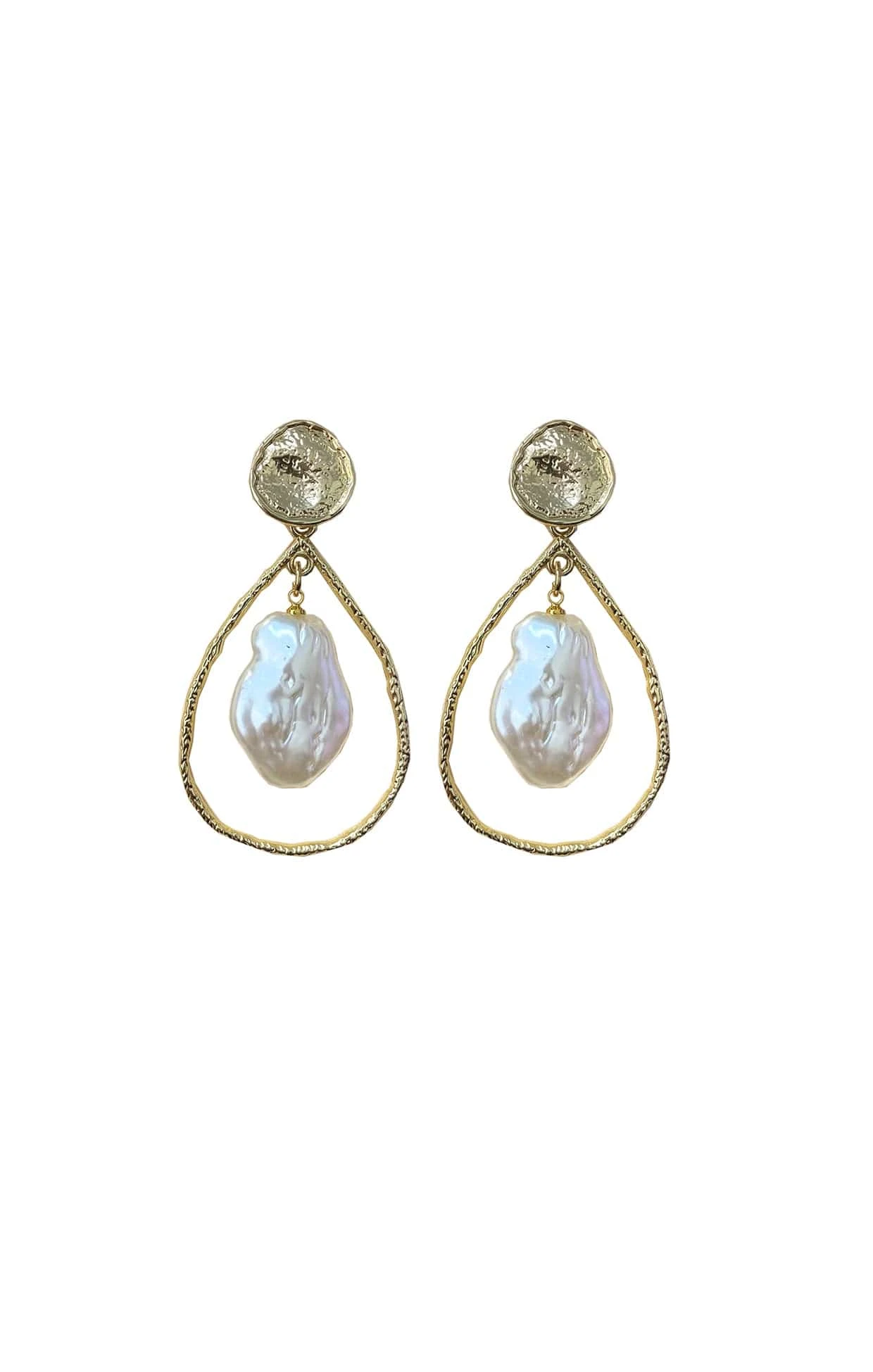 PRISCILLA HOOP EARRINGS IN GOLD PEARL 3 PRISCILLA HOOP EARRINGS IN GOLD PEARL