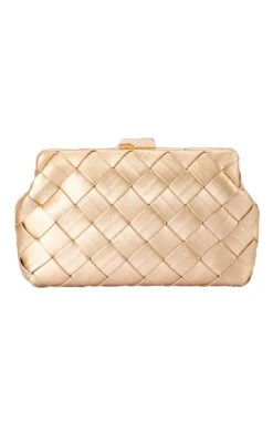 QUINN WOVEN CLUTCH IN GOLD