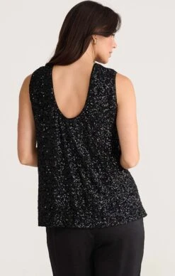 SHOW STOPPER TOP IN BLACK SEQUIN 12 SHOW STOPPER TOP IN BLACK SEQUIN -Clothing Discounts Shop show stopper top in black sequin tops 43392515113209