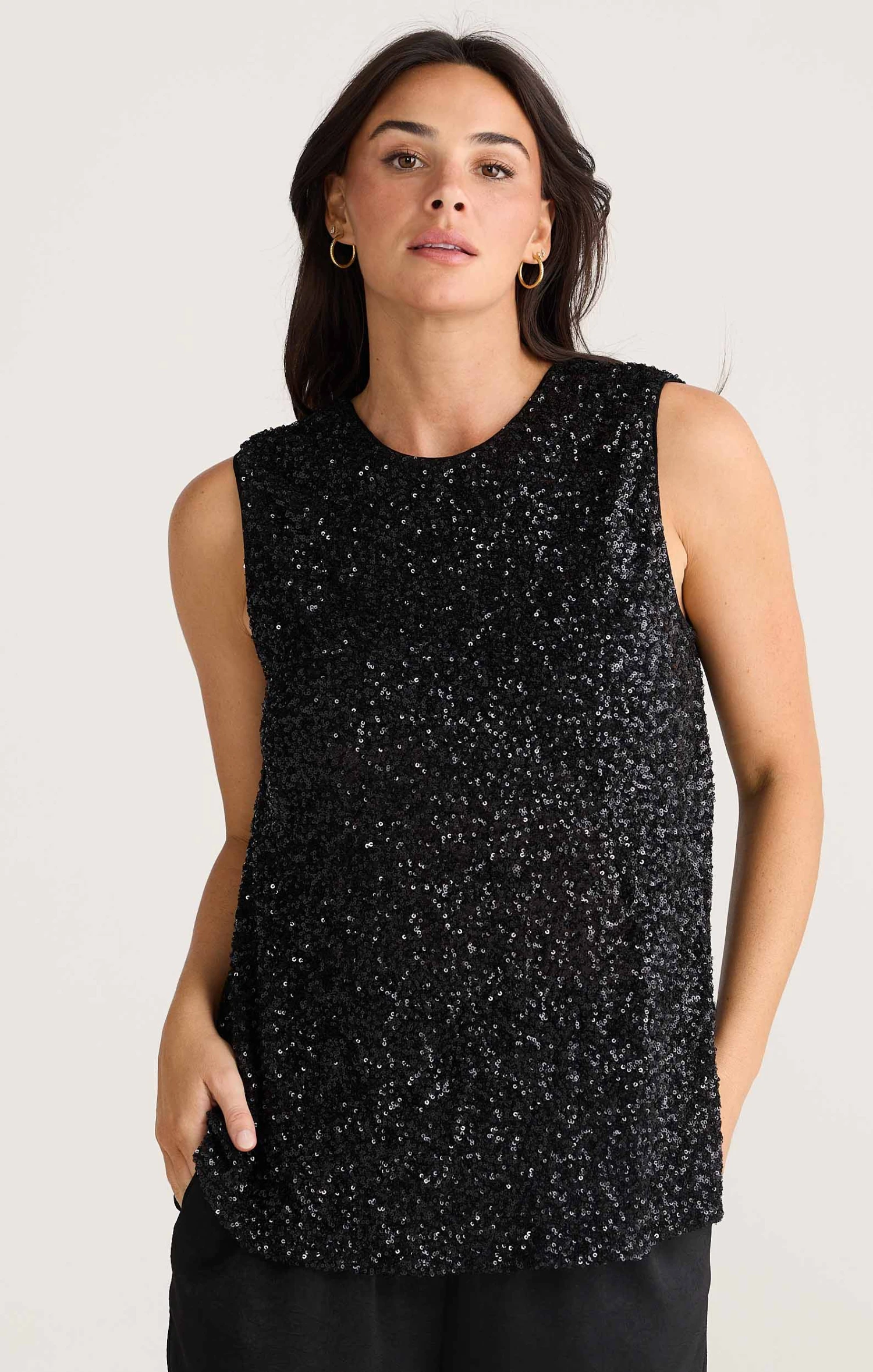 SHOW STOPPER TOP IN BLACK SEQUIN 3 SHOW STOPPER TOP IN BLACK SEQUIN