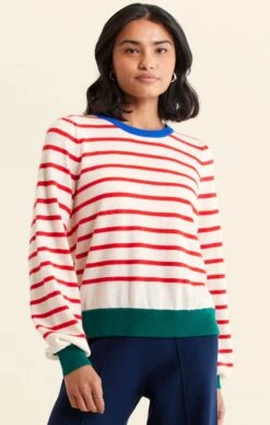 CASHMERE BLEND STRIPE KNIT IN RED