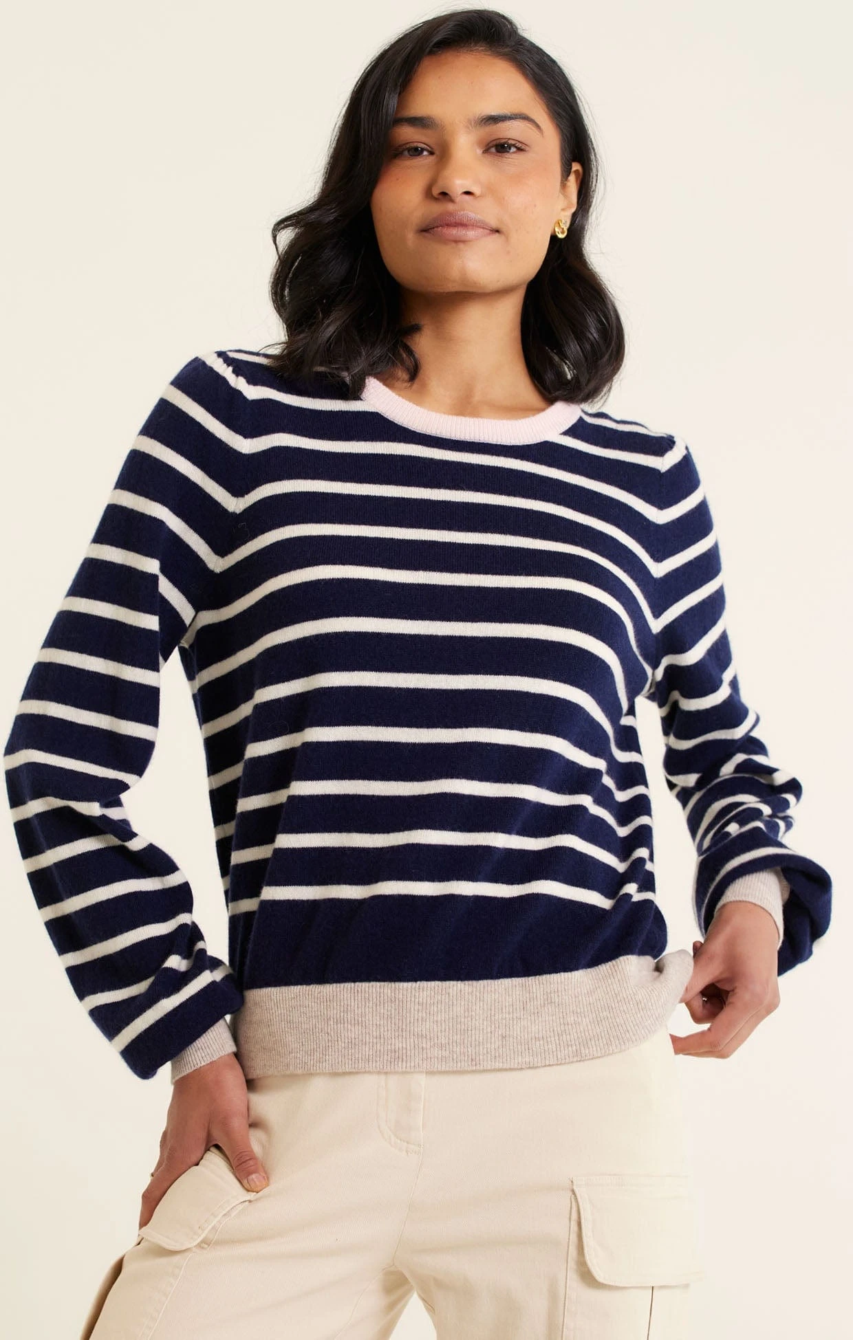 CASHMERE BLEND STRIPE KNIT IN NAVY 8 CASHMERE BLEND STRIPE KNIT IN NAVY - Image 6