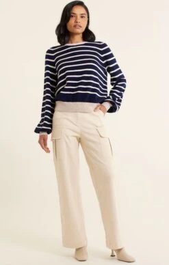 CASHMERE BLEND STRIPE KNIT IN NAVY 14 CASHMERE BLEND STRIPE KNIT IN NAVY -Clothing Discounts Shop soul sweater in navy tops 1156080085