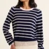 CASHMERE BLEND STRIPE KNIT IN NAVY 1 CASHMERE BLEND STRIPE KNIT IN NAVY -Clothing Discounts Shop soul sweater in navy tops 1156080087
