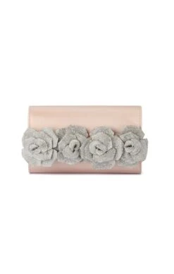 STELLA ROSETTE CLUTCH BAG IN NATURAL