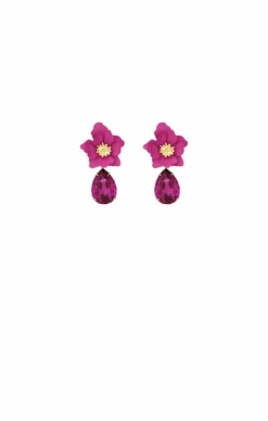 TALLULAH TEAR DROP EARRINGS IN FUCHSIA