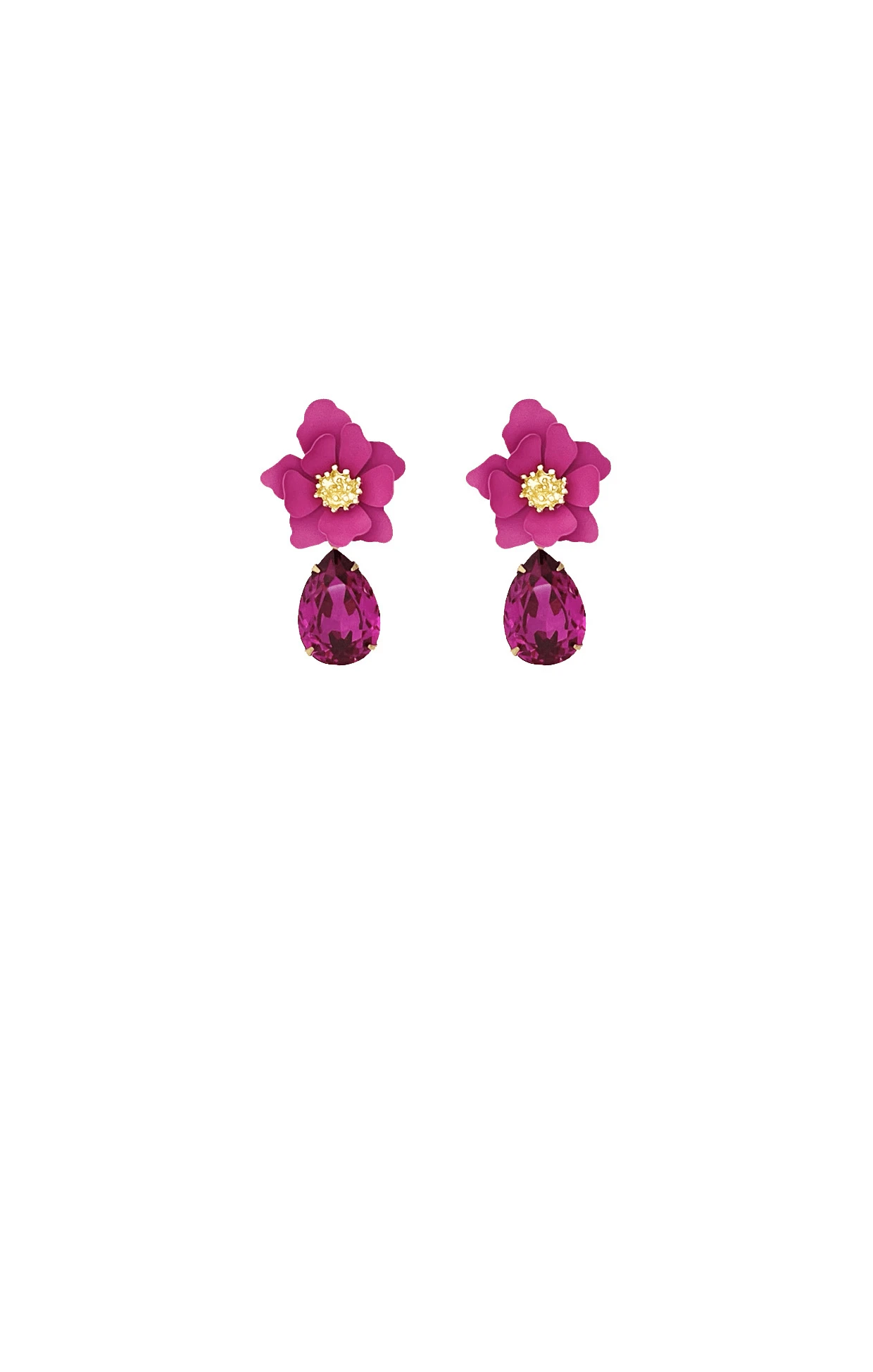 TALLULAH TEAR DROP EARRINGS IN FUCHSIA 3 TALLULAH TEAR DROP EARRINGS IN FUCHSIA