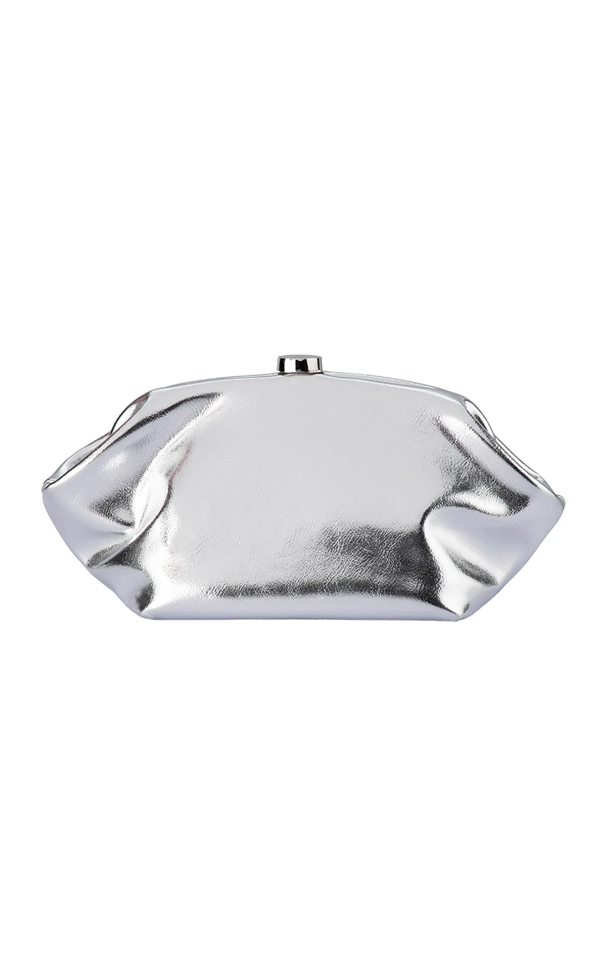 TALLY METALLIC CLUTCH IN SILVER 3 TALLY METALLIC CLUTCH IN SILVER
