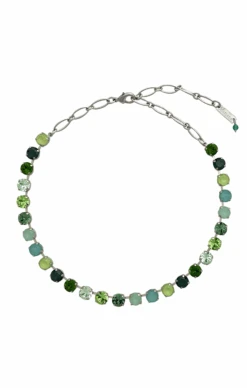 VIENNA NECKLACE IN RHODIUM - GREEN MULTI