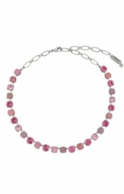 VIENNA NECKLACE IN RHODIUM - PINK OPALITE