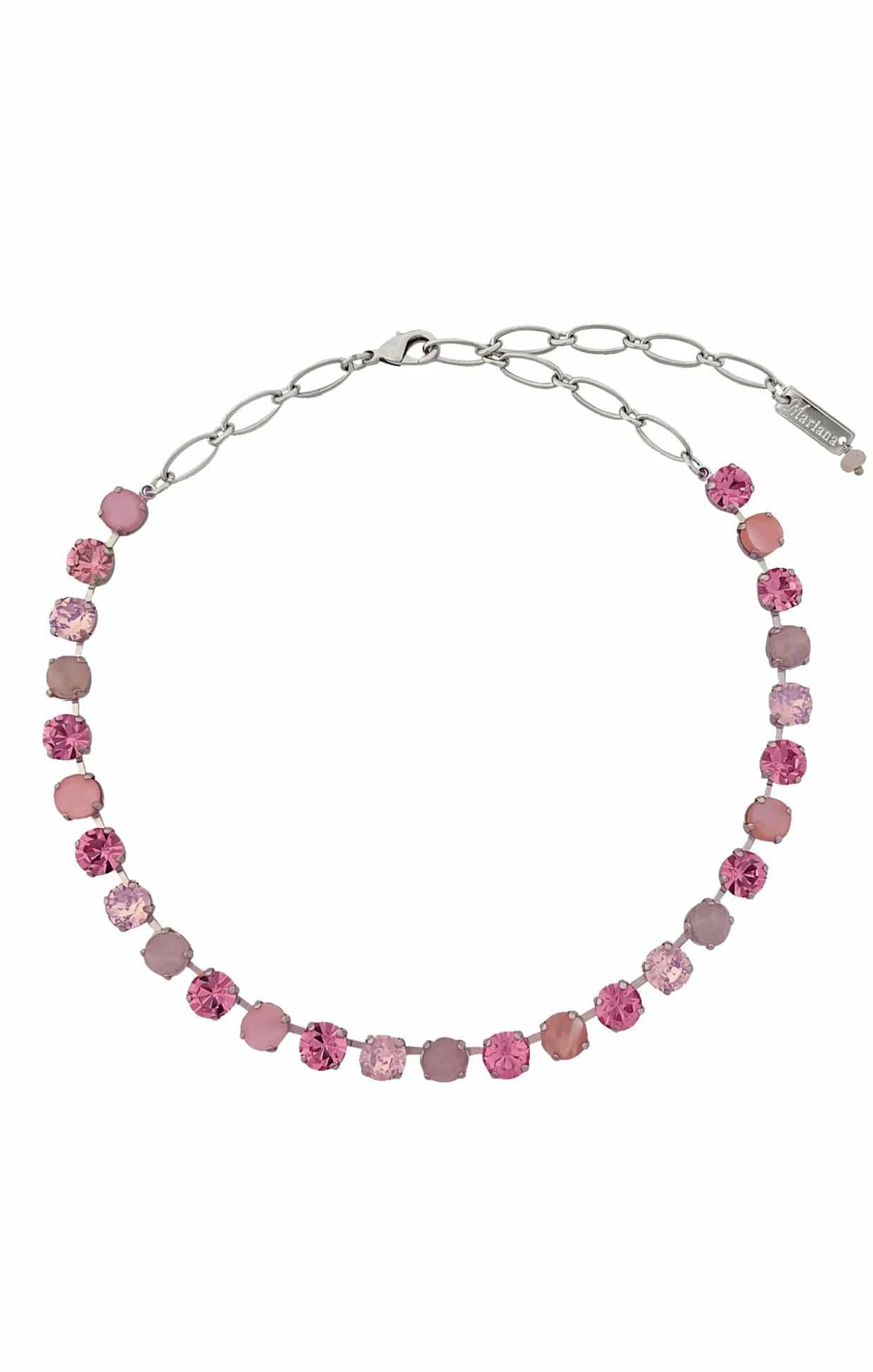VIENNA NECKLACE IN RHODIUM - PINK OPALITE 3 VIENNA NECKLACE IN RHODIUM - PINK OPALITE