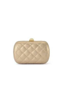 ZOEY QUILTED CLUTCH BAG IN GOLD